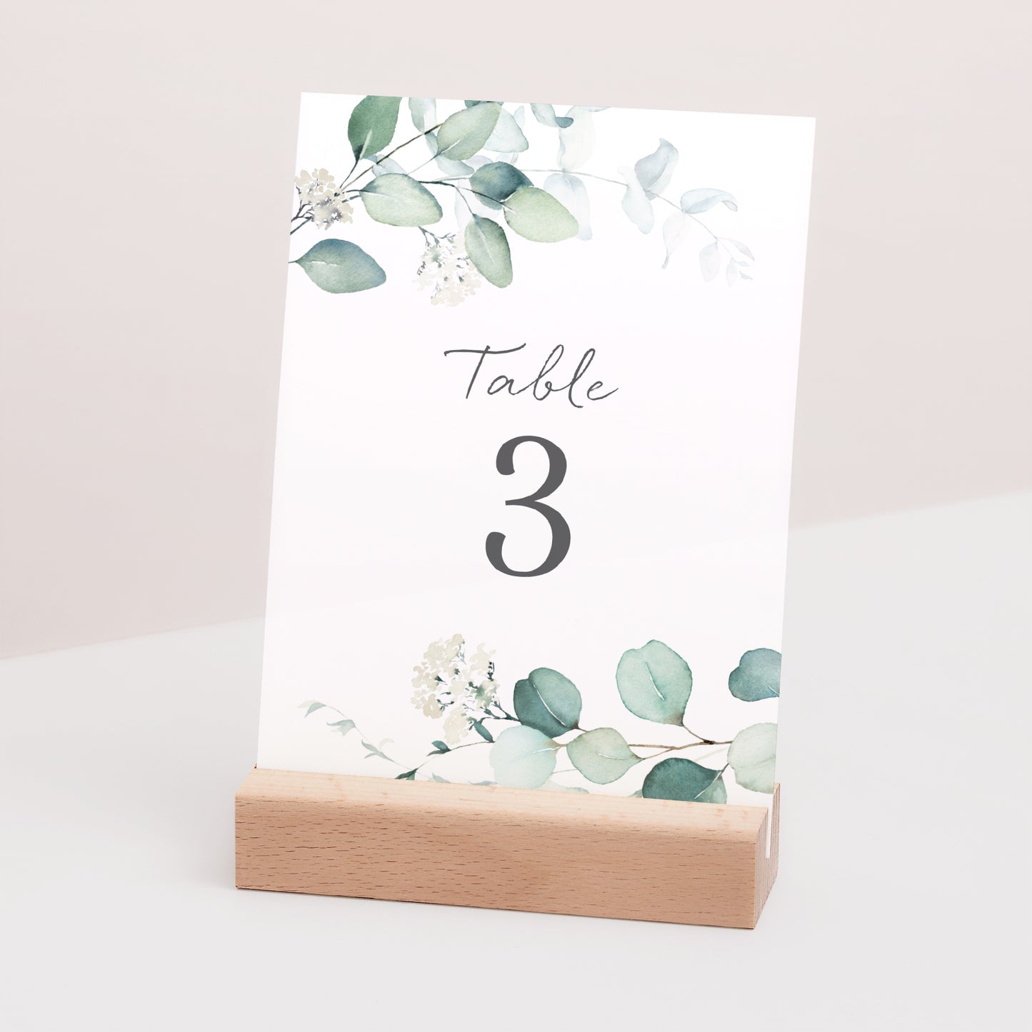 Marque table Mariage Rectangle Eucalyptus watercolor photo N° 3