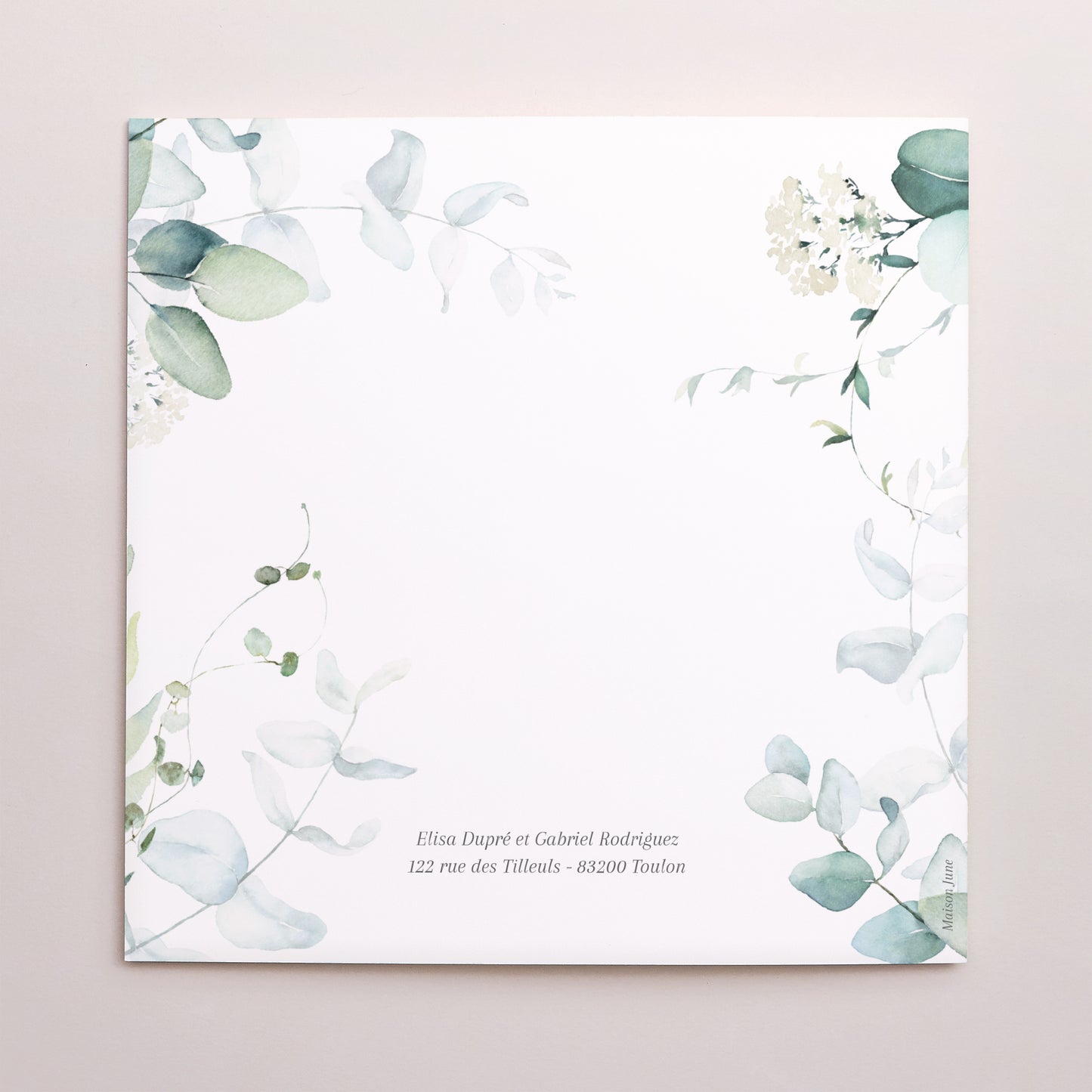 Remerciements Mariage Carré double volet Eucalyptus watercolor photo N° 3