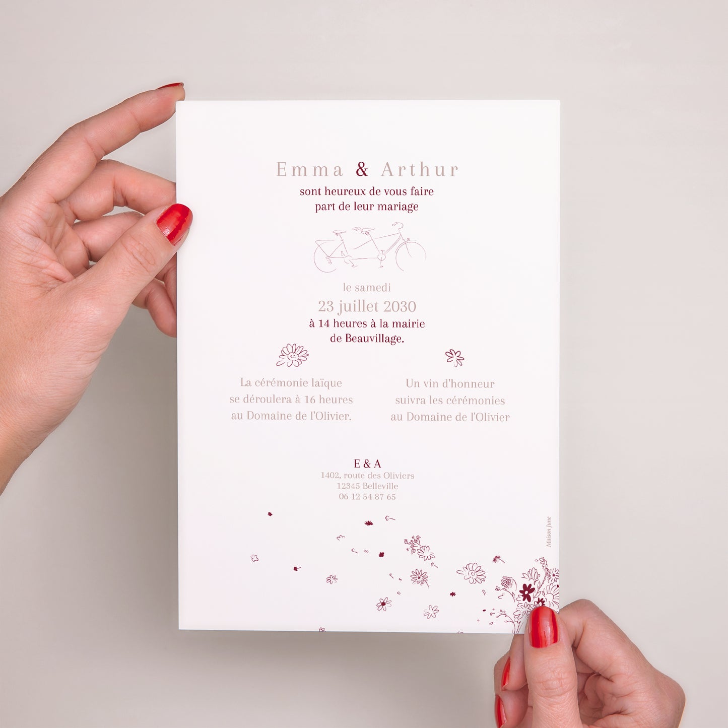 Faire-part Mariage Grand format rectangle Tandem photo N° 3
