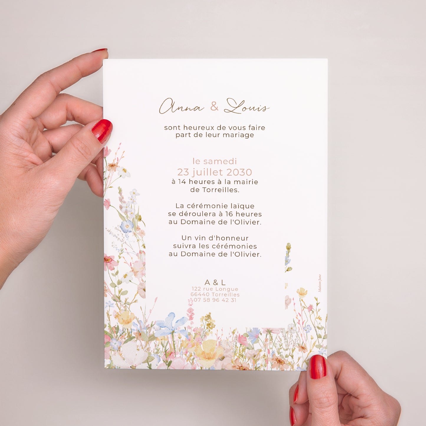 Faire-part Mariage Grand format rectangle Amour champêtre photo N° 3