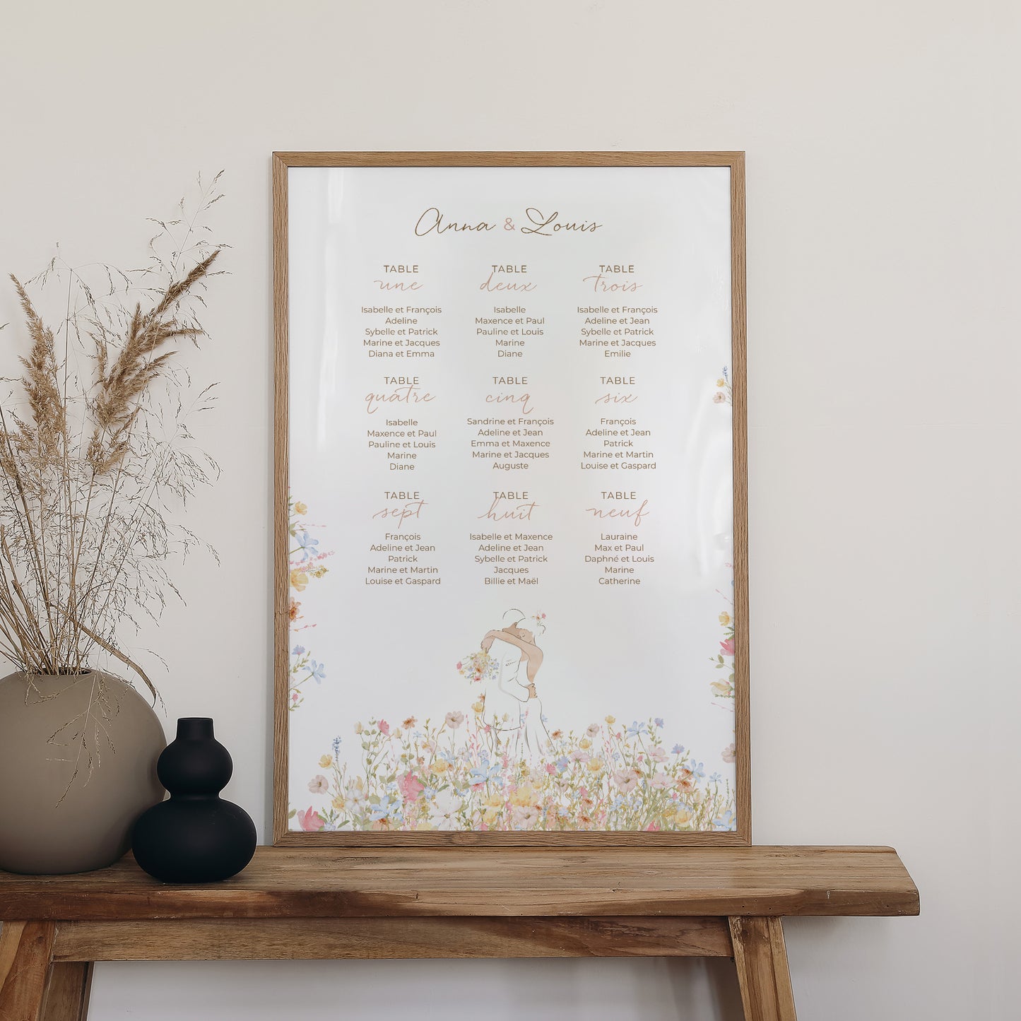 Plan de table Mariage Portrait 60 x 90 cm Amour champêtre photo N° 2