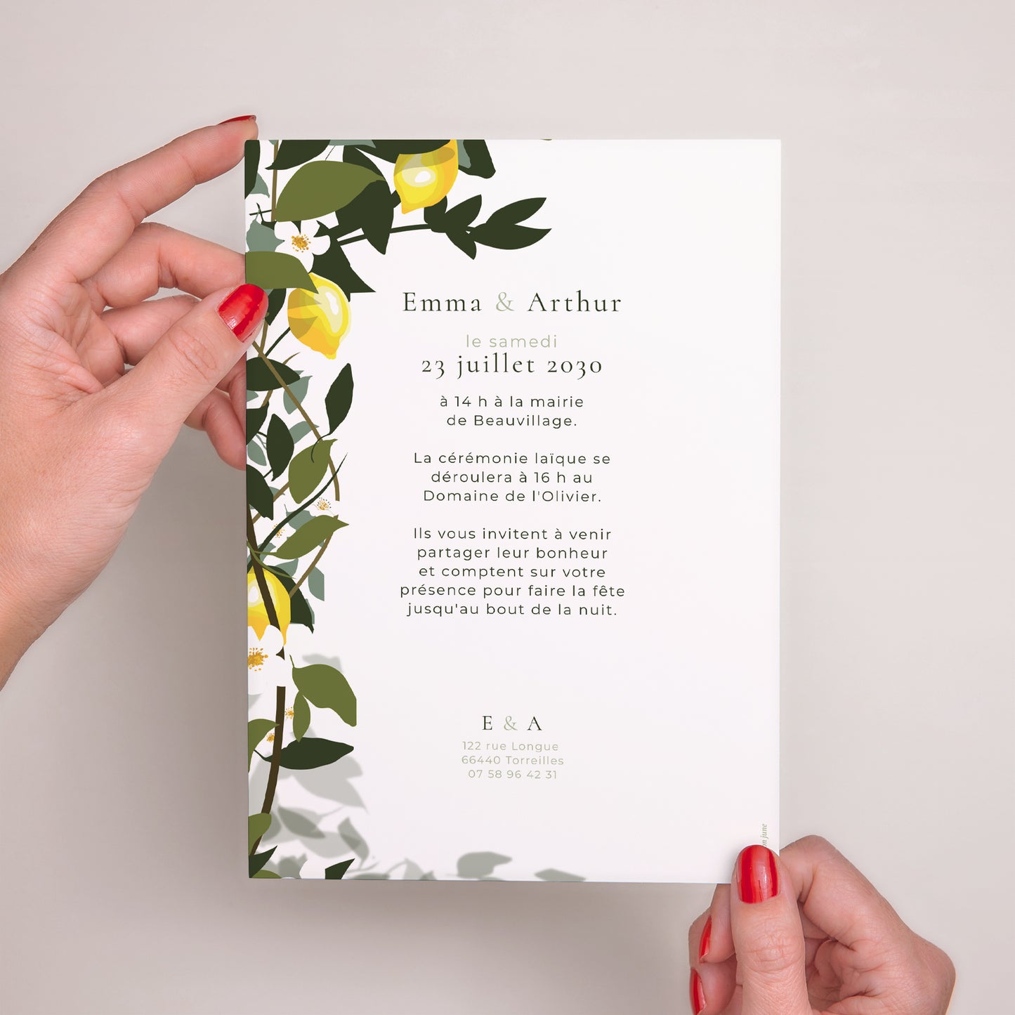 Faire-part Mariage Grand format rectangle Sous les Citronniers photo N° 3