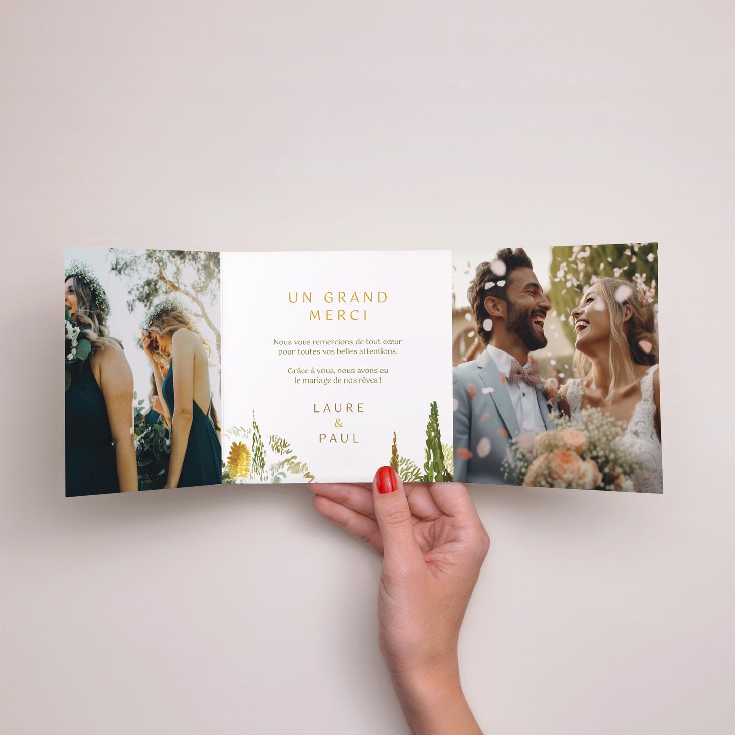 Remerciements Mariage Triptyque asymétrique En chemin photo N° 2