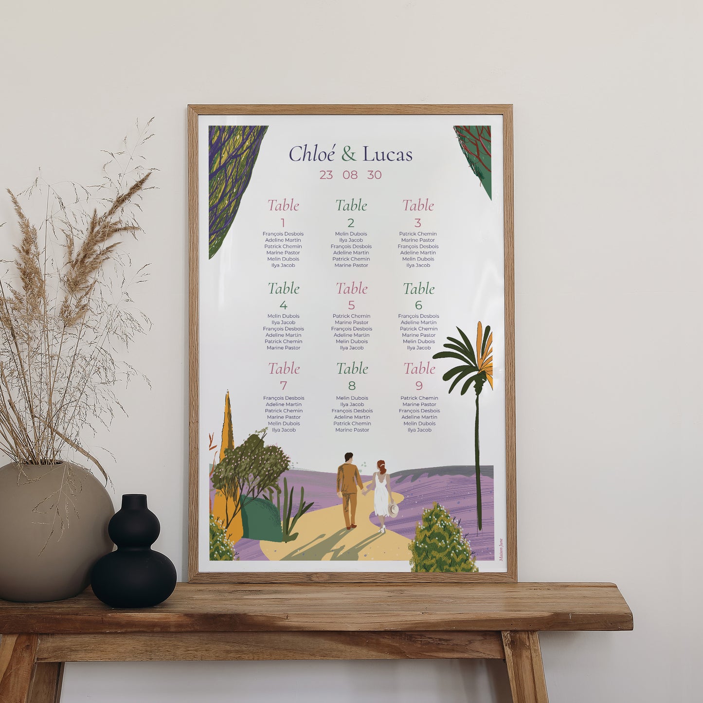 Plan de table Mariage Portrait 60 x 90 cm Flâneurs photo N° 2