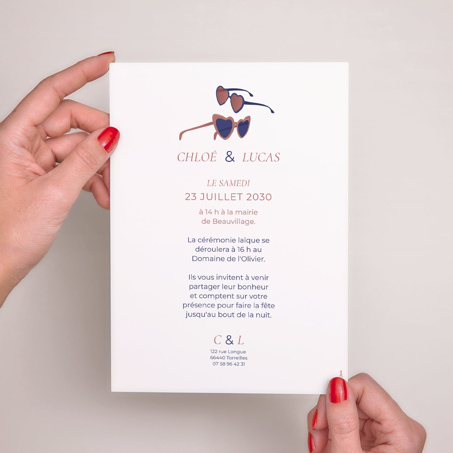 Faire-part Mariage Grand format rectangle Love sunglasses photo N° 3