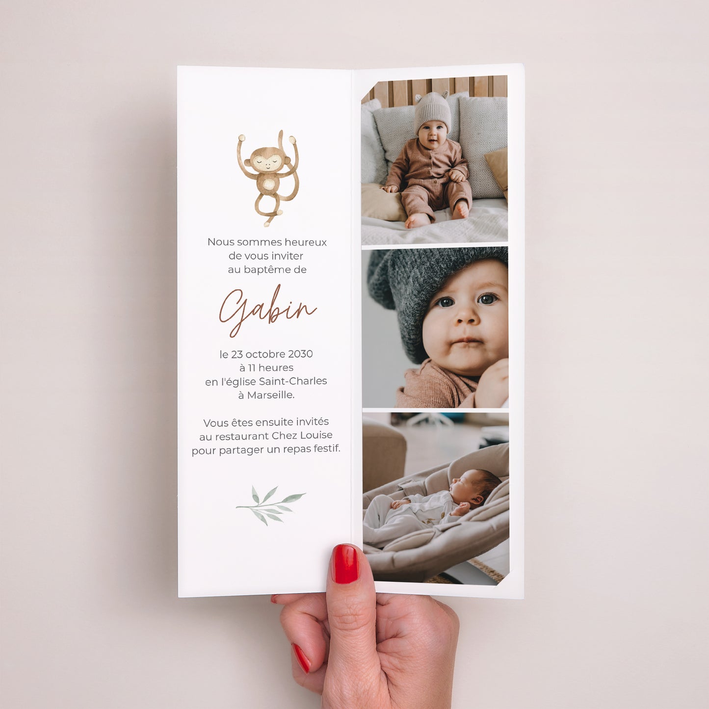 Faire-part Baptême Marque-page photo Jungle Happiness photo N° 2