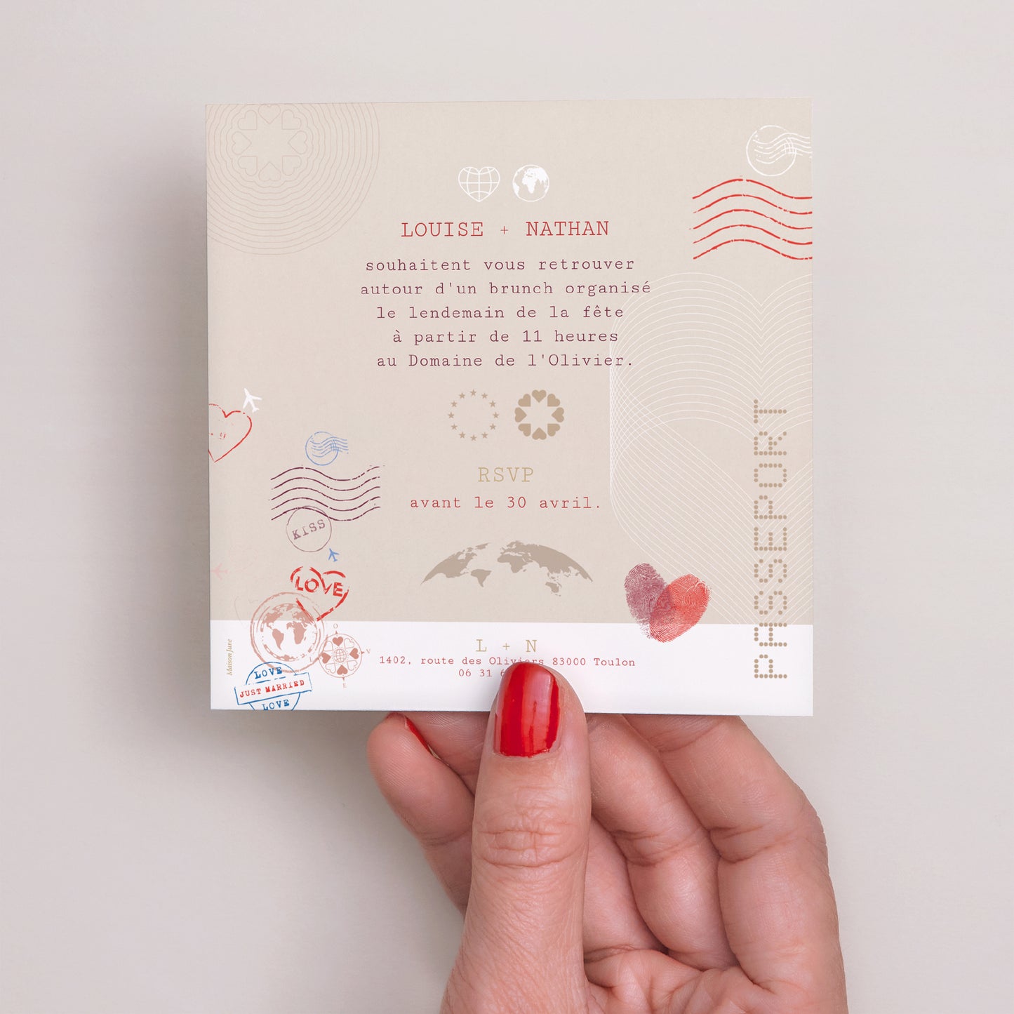 Invitations Mariage Carré Passeport de mariage photo N° 3