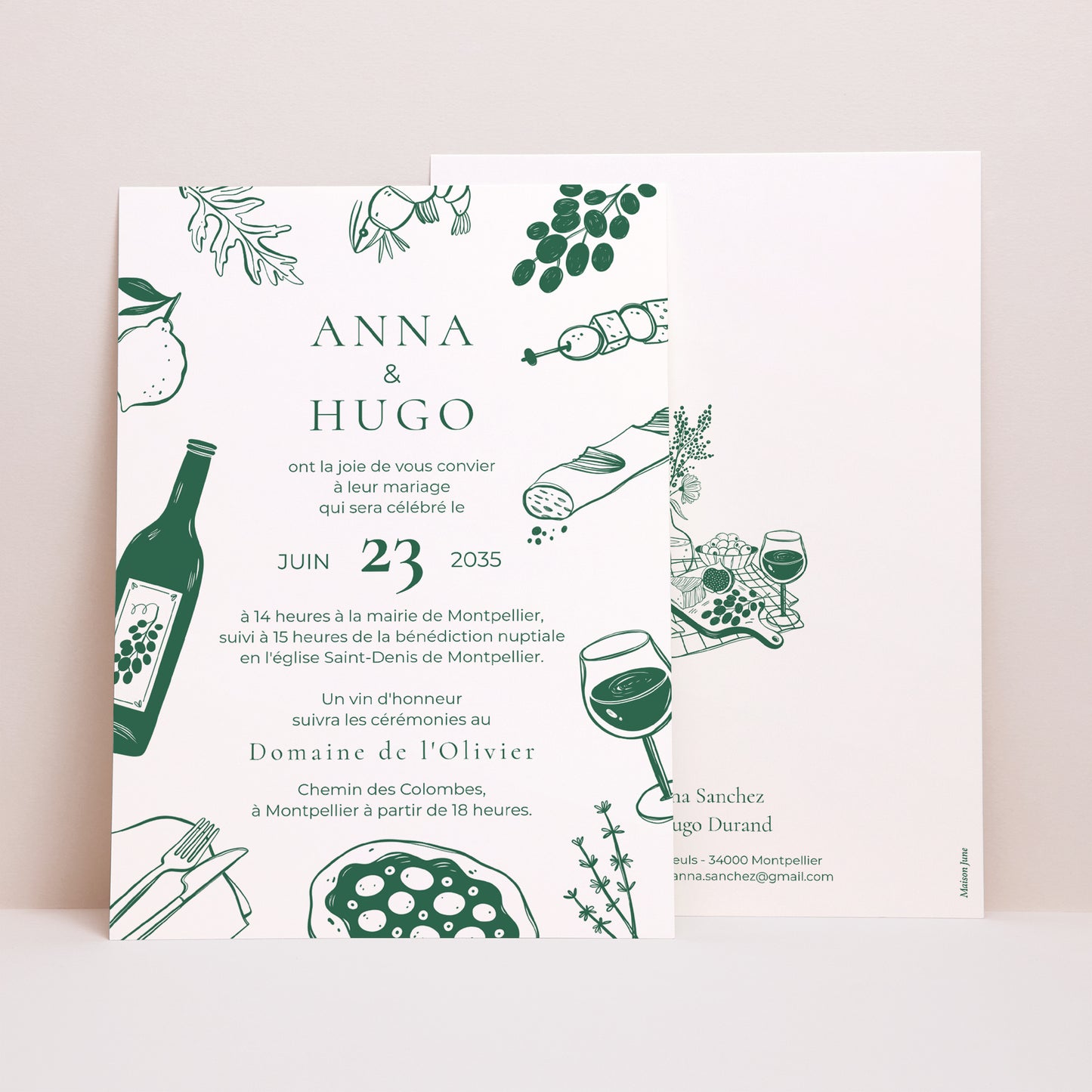 Faire-part Mariage Grand format rectangle Bienvenue à notre table photo N° 1