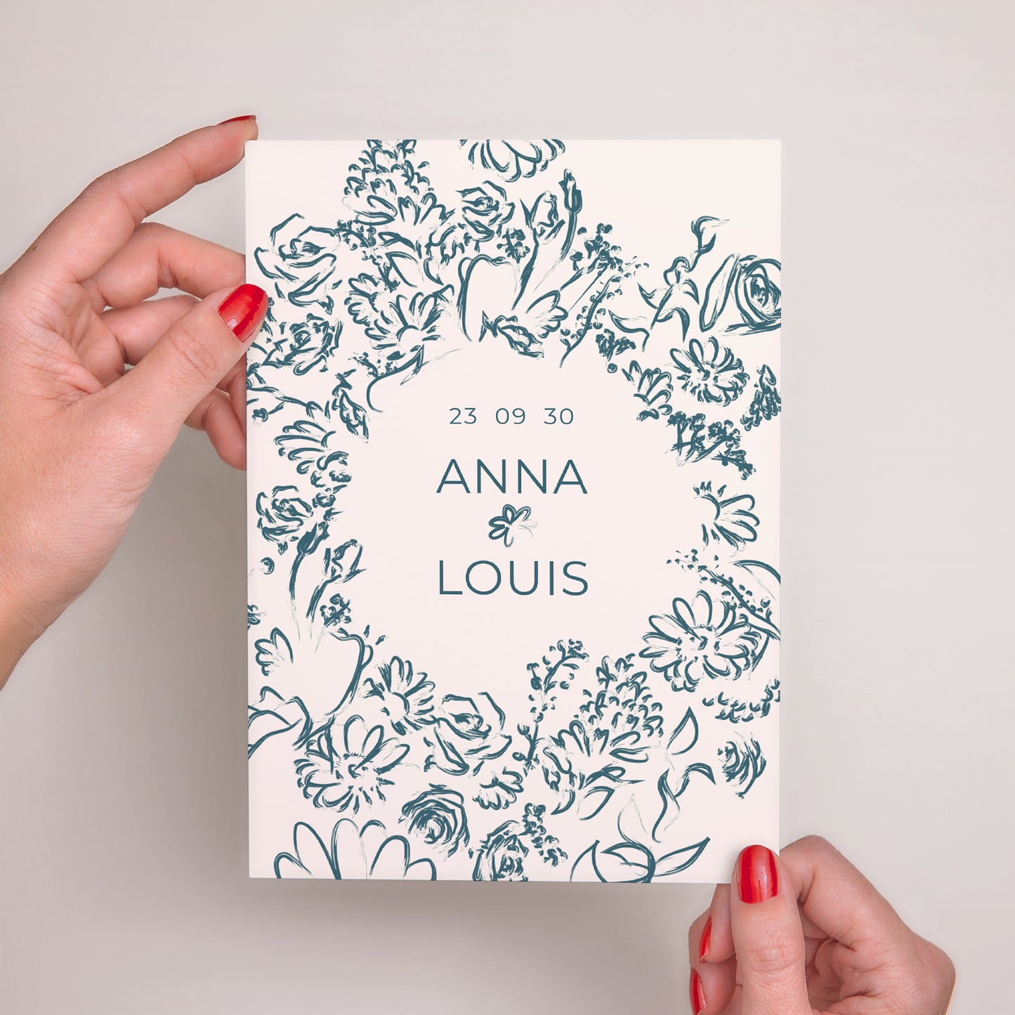 Faire-part Mariage Grand format rectangle Brush flowers photo N° 2