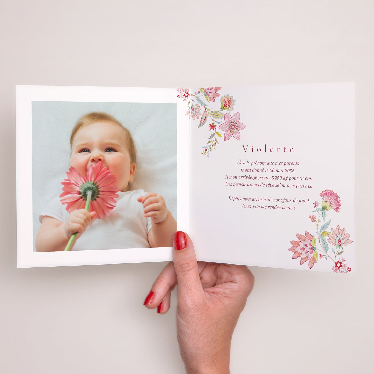 Faire-part Naissance Carré double volet Kamae photo N° 2