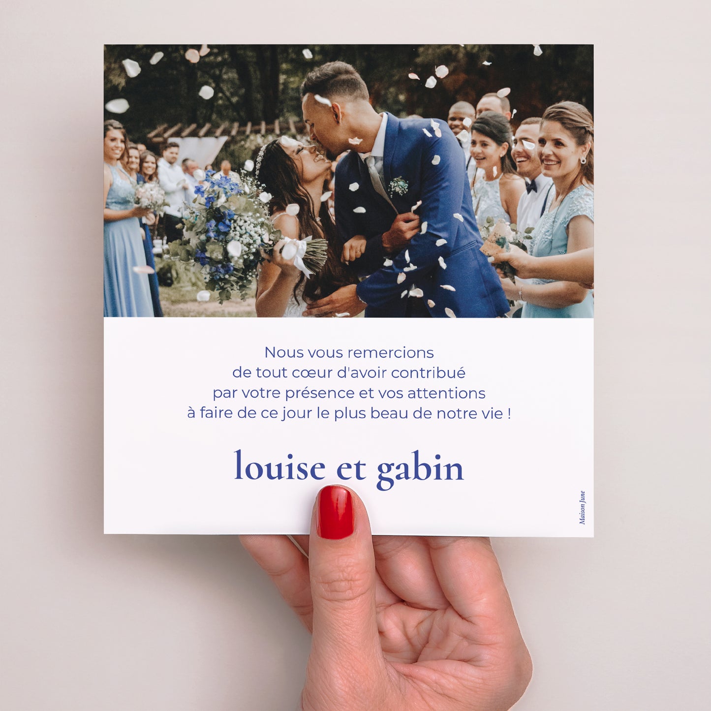 Remerciements Mariage Simple carré Good time photo N° 3