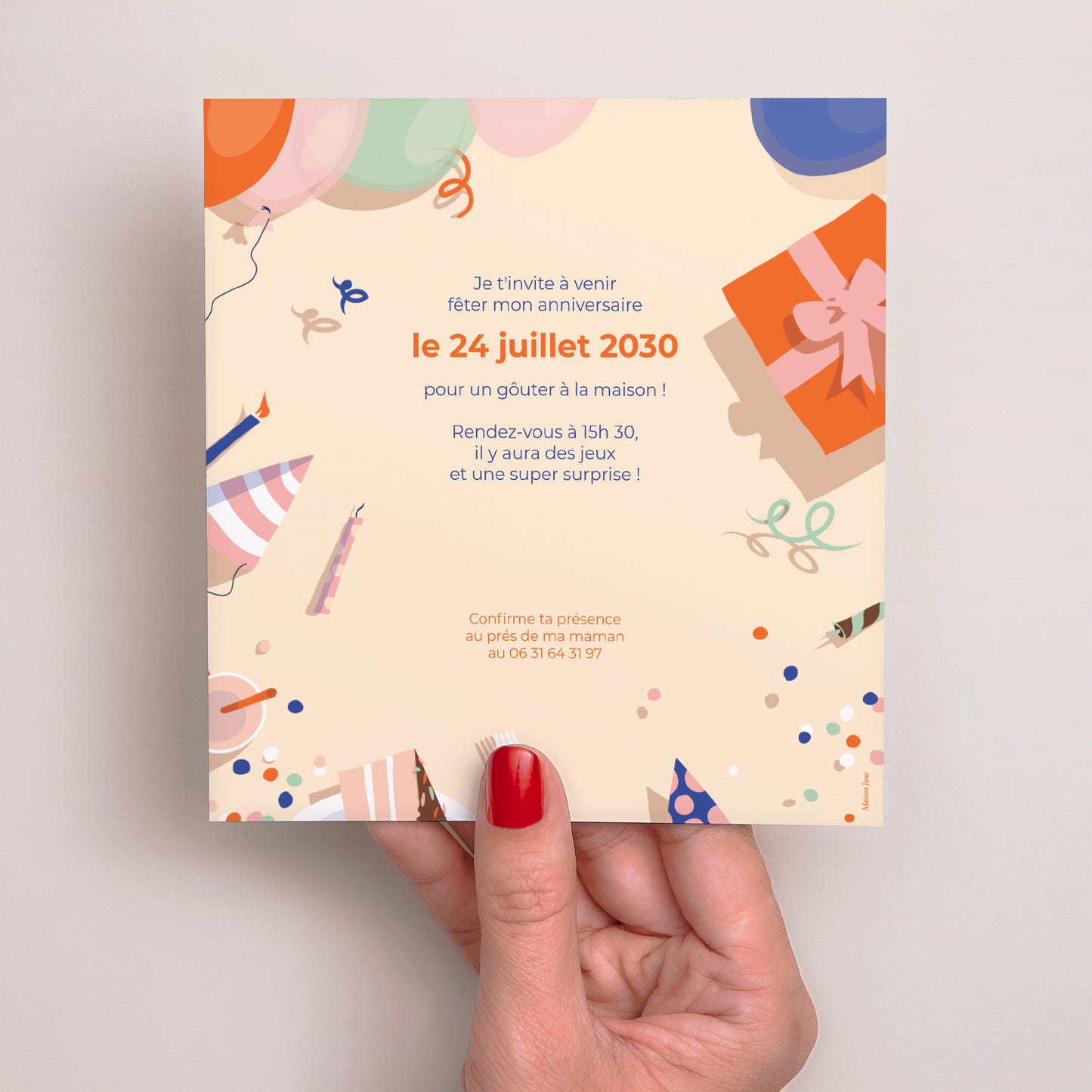 Invitations Anniversaire Enfant Carré Bienvenue à la fête photo N° 3