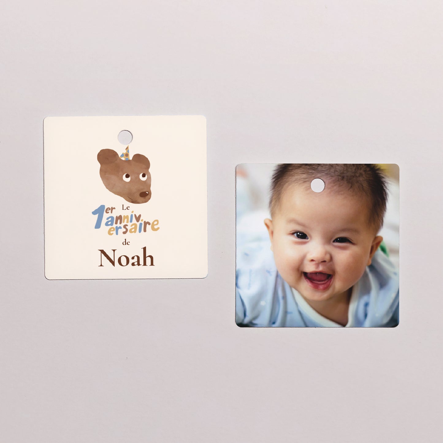 Boîte à bonbons Anniversaire Enfant boule avec étiquette carrée Anniversaire ourson photo N° 3