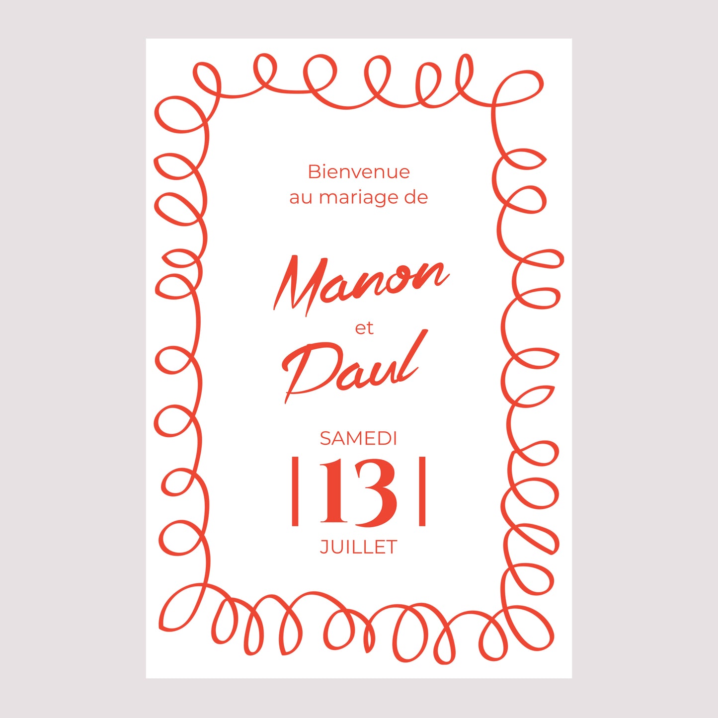 Panneau bienvenue Mariage Portrait 60 x 90 cm La Dolce Vita photo N° 2