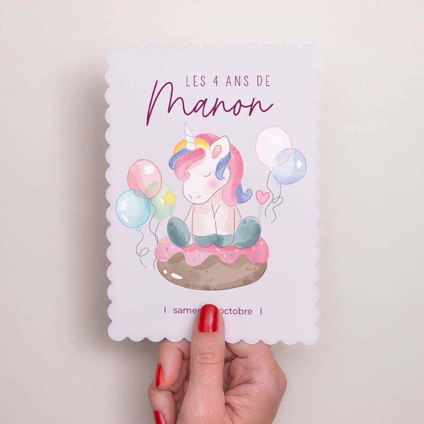 Invitations Anniversaire Enfant Portrait, bords biscuit Licorne donuts photo N° 2