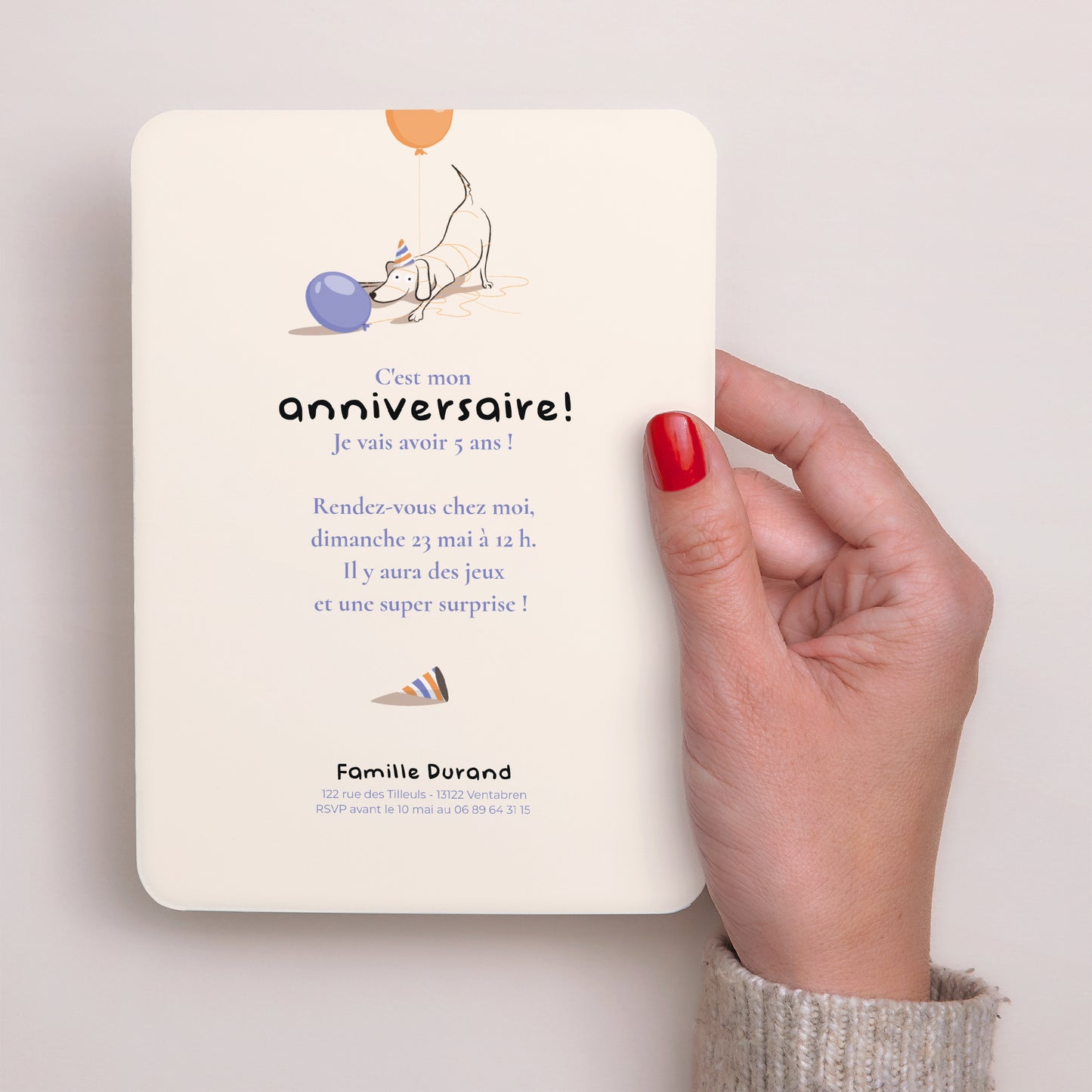 Invitations Anniversaire Enfant Portrait, bords arrondis Le chien bleu photo N° 3