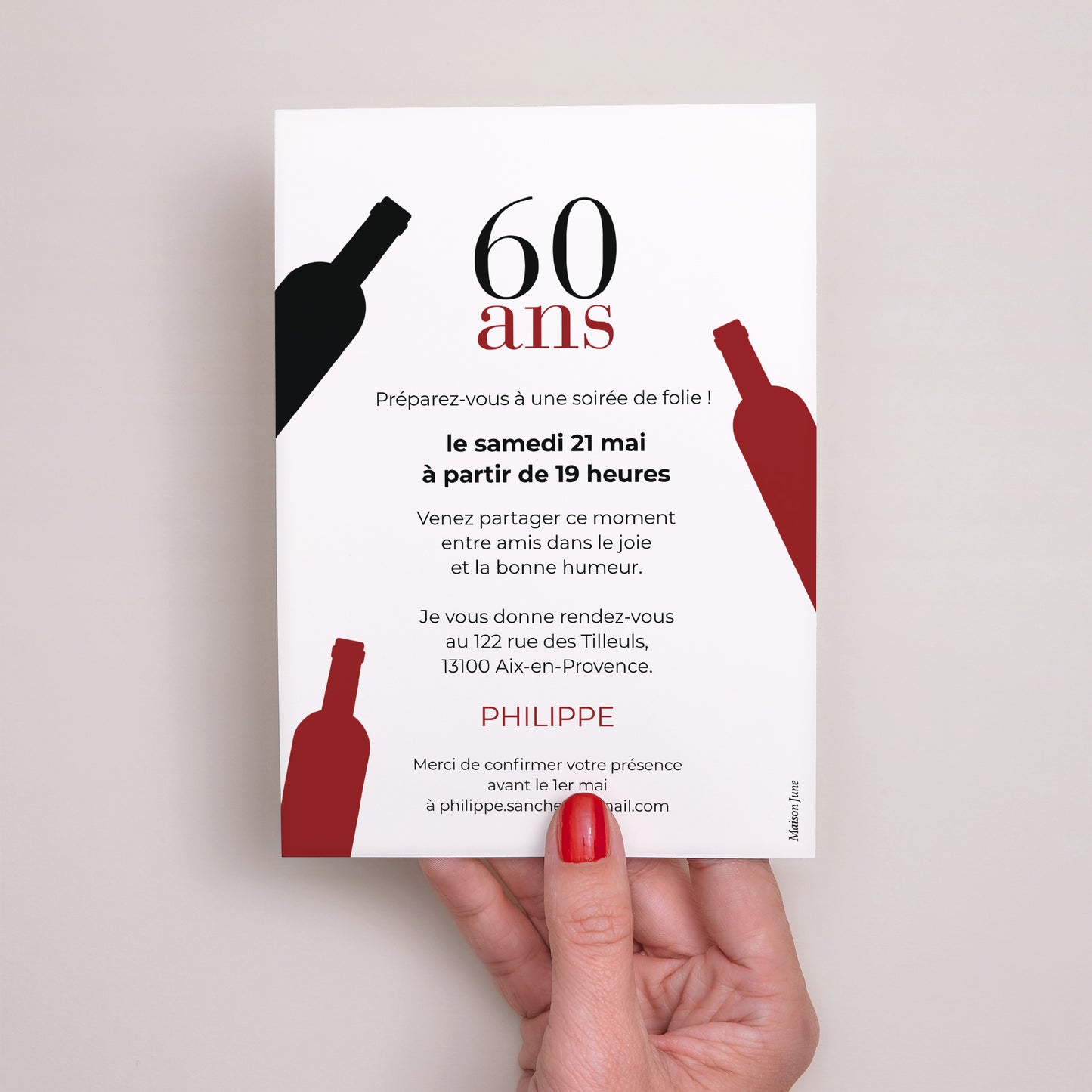 Invitations Anniversaire Adulte Portrait Un grand cru photo N° 3