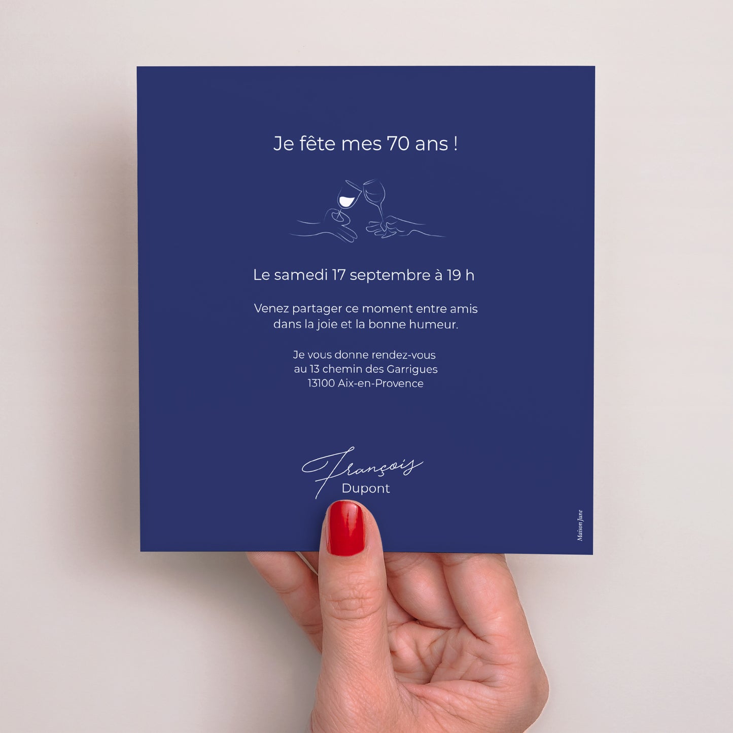 Invitations Anniversaire Adulte Carré Autour d'un verre photo N° 3