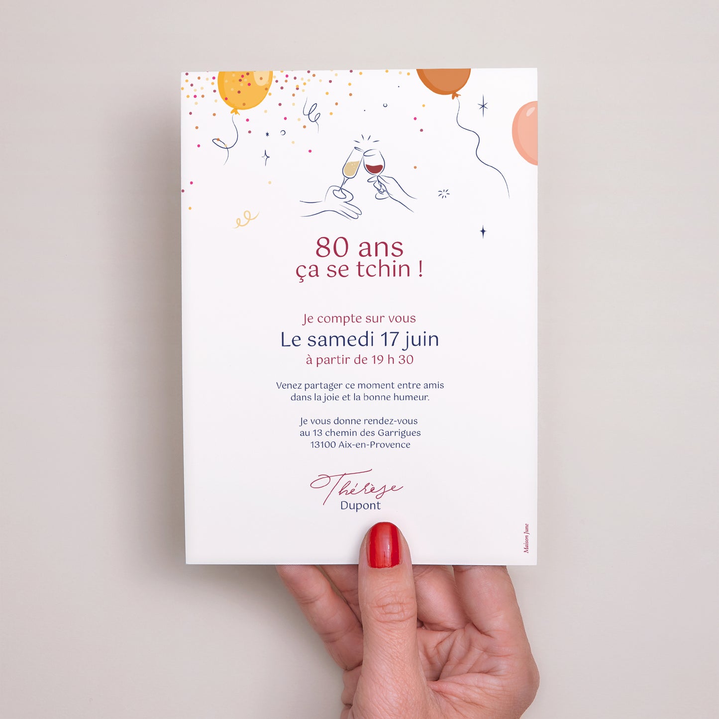 Invitations Anniversaire Adulte Portrait Tchin ! photo N° 3