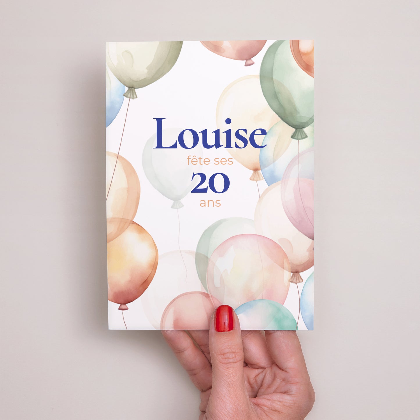 Invitations Anniversaire Adulte Portrait Ballons aquarelle photo N° 2