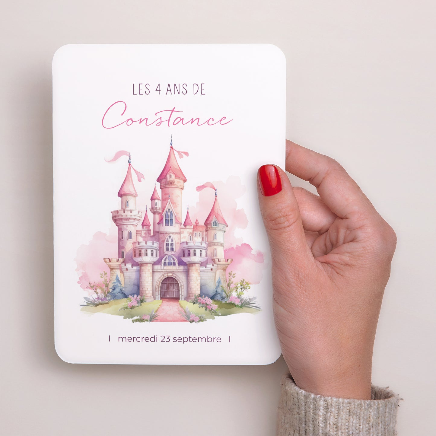 Invitations Anniversaire Enfant Portrait, bords arrondis Le château de princesse photo N° 2