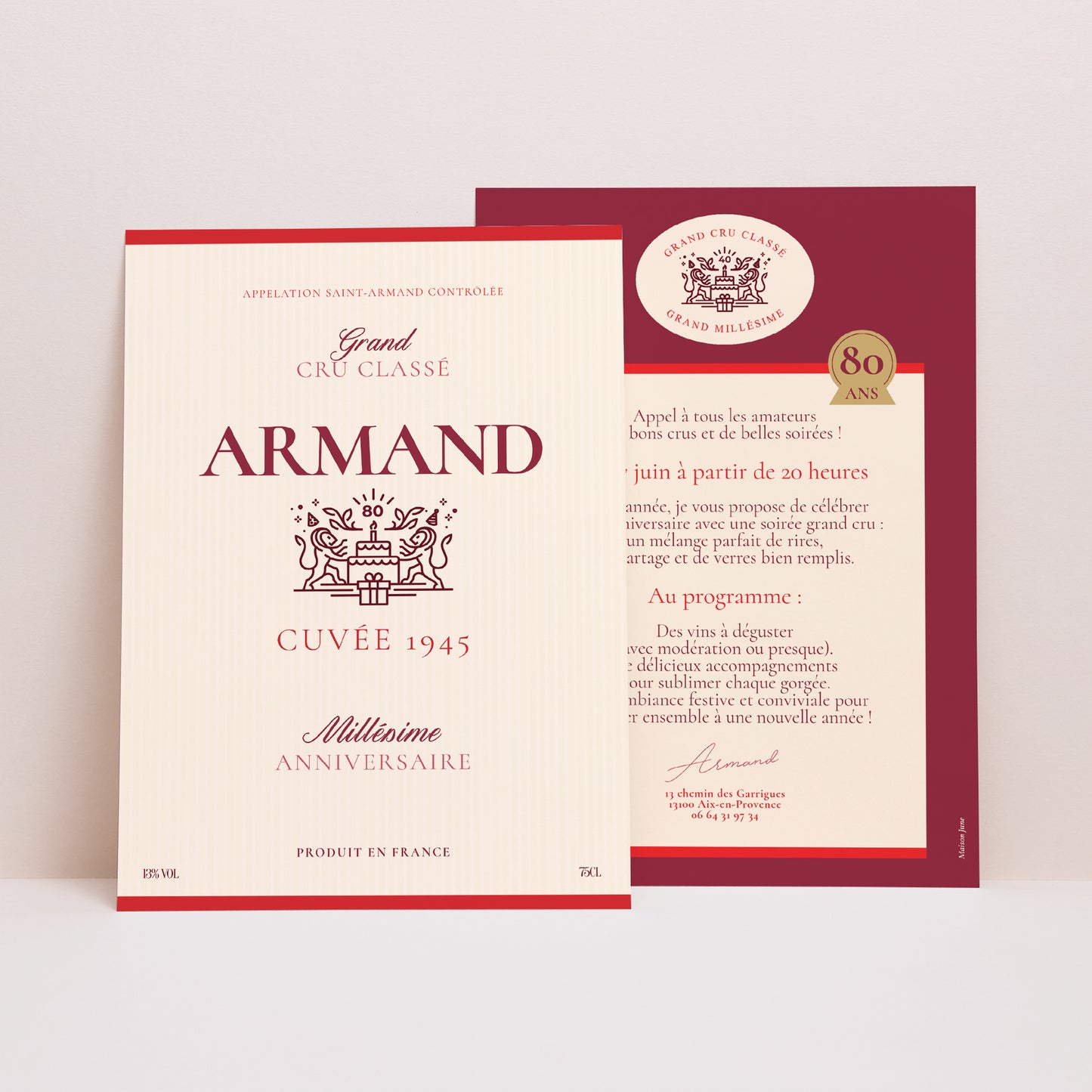 Invitations Anniversaire Adulte Portrait Grand cru photo N° 1