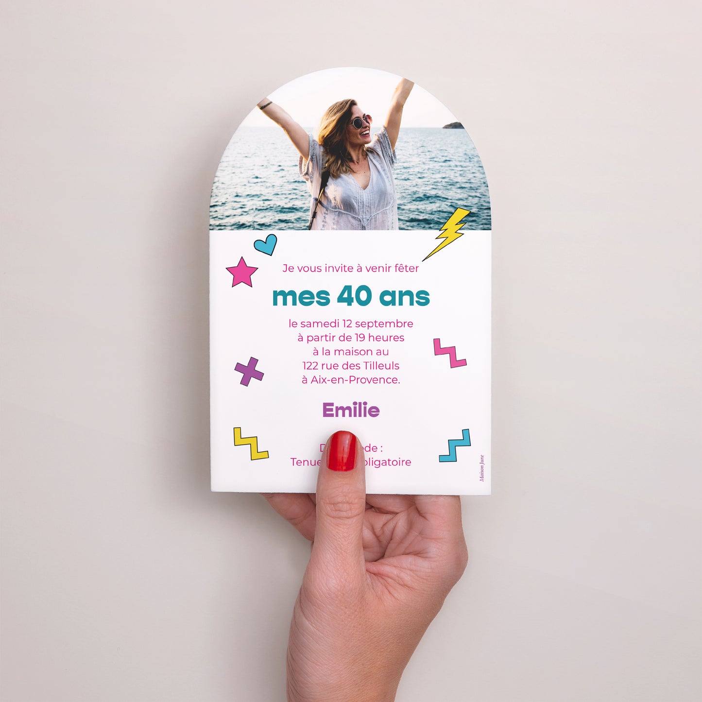 Invitations Anniversaire Adulte Arche Rétro 90 photo N° 3