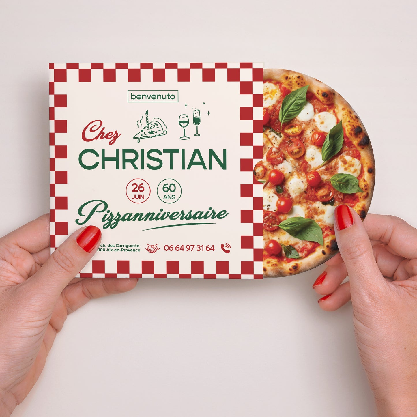 Invitations Anniversaire Adulte Pochette disque Pizzanniversaire photo N° 2