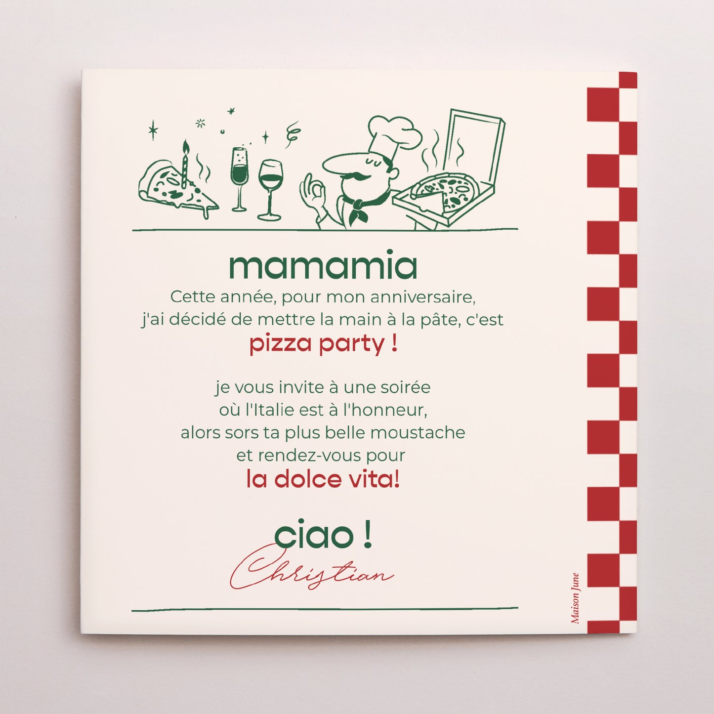 Invitations Anniversaire Adulte Pochette disque Pizzanniversaire photo N° 3