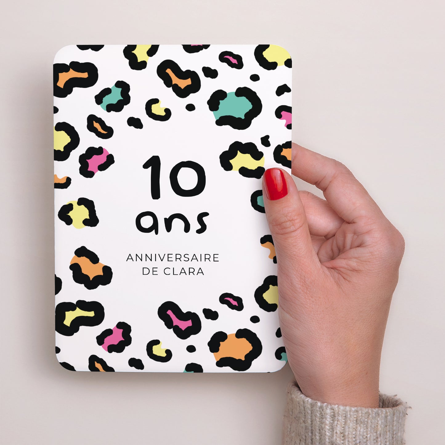 Invitations Anniversaire Enfant Portrait, bords arrondis Léopard coloré photo N° 2