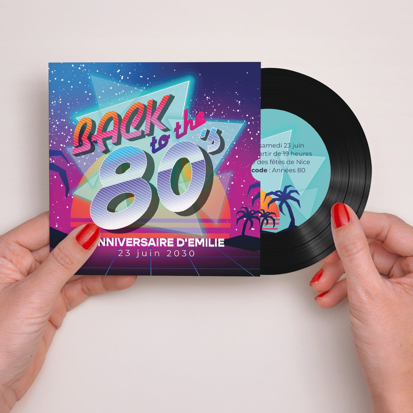 Invitations Anniversaire Adulte Pochette disque Back to the 80's photo N° 2