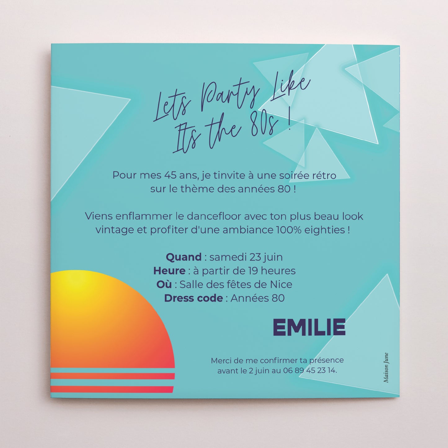 Invitations Anniversaire Adulte Pochette disque Back to the 80's photo N° 3