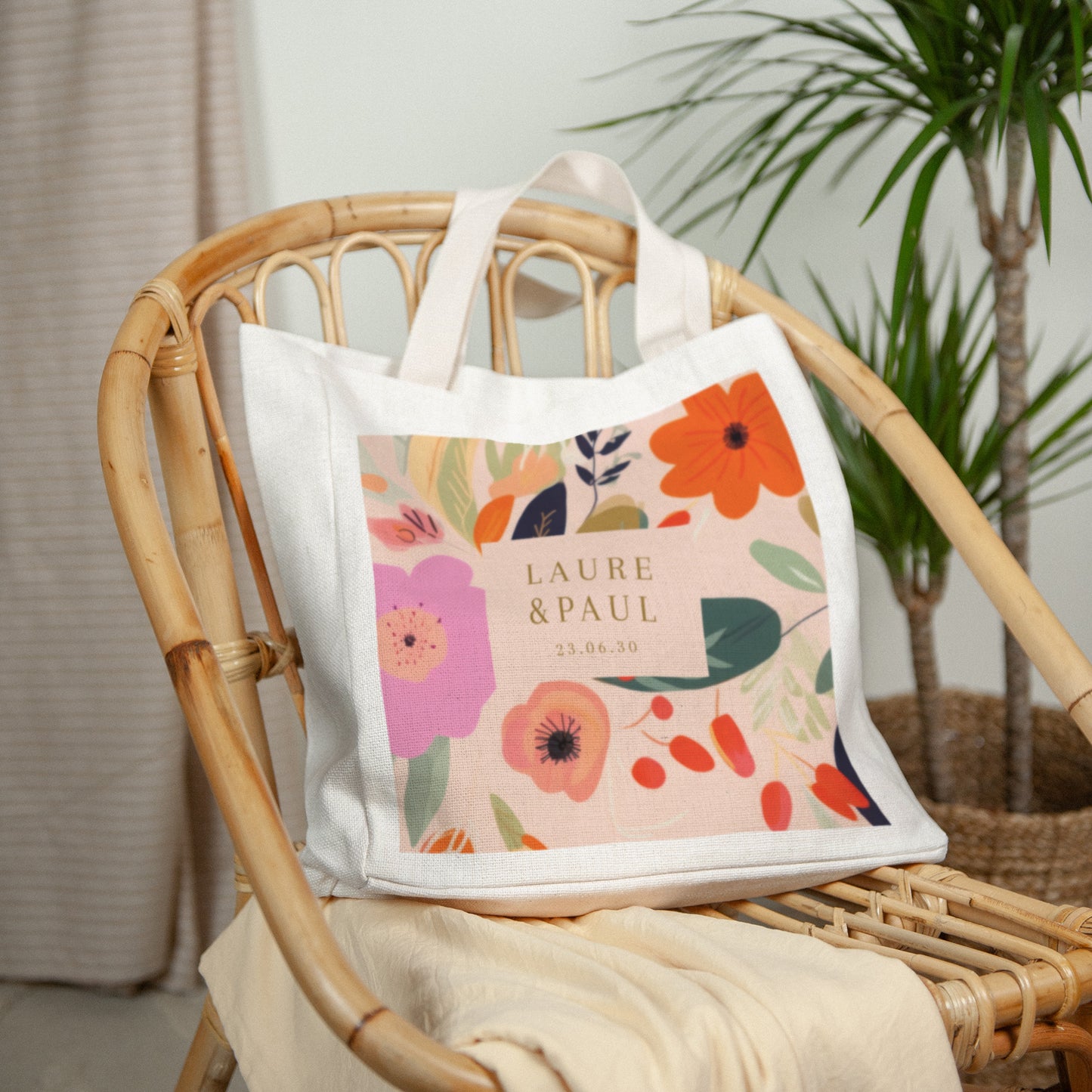 Tote bag Objets Anse en toile Farandole de fleurs photo N° 2