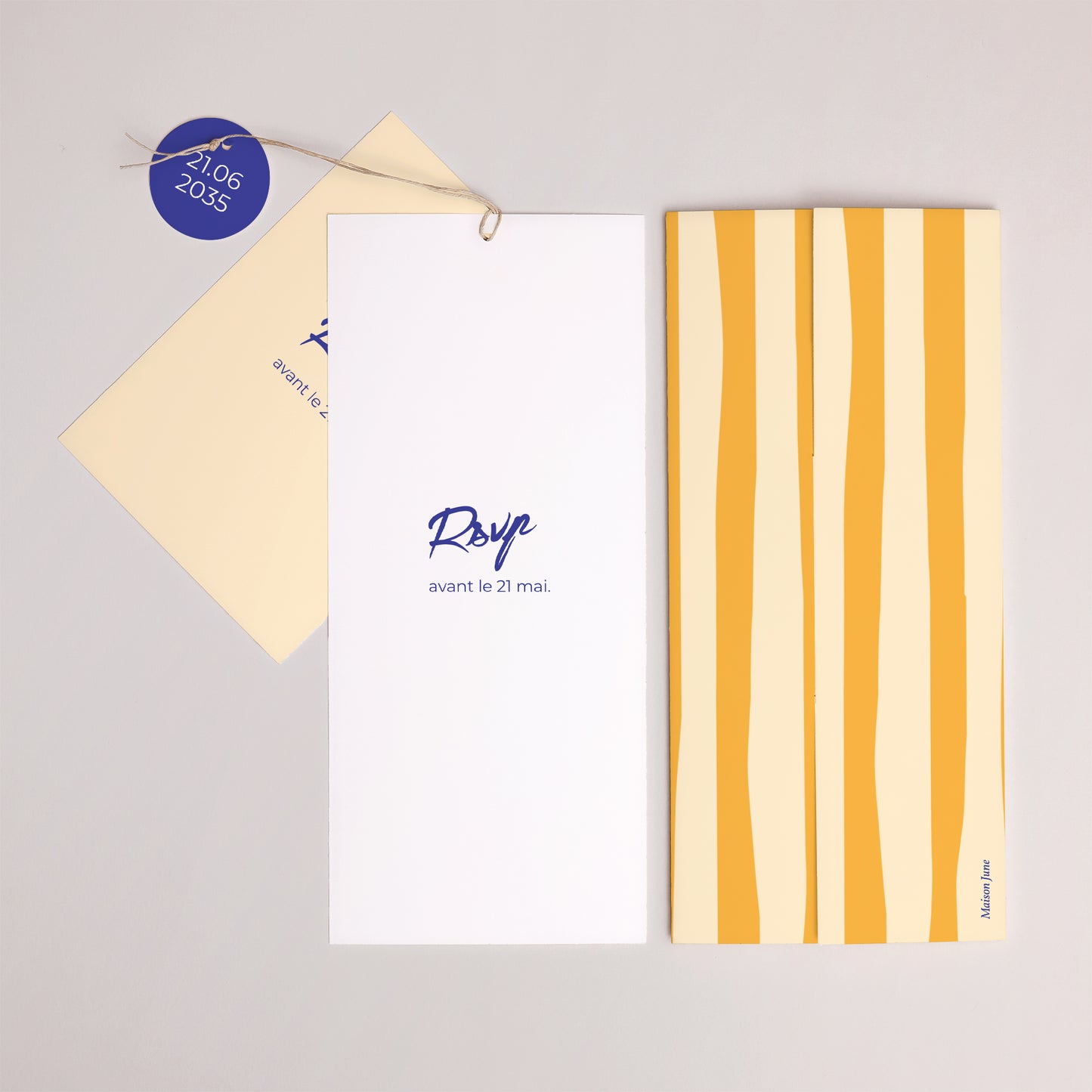 Faire-part Mariage Pochette portrait 2 cartes, étiquette Comme un air d'été photo N° 4