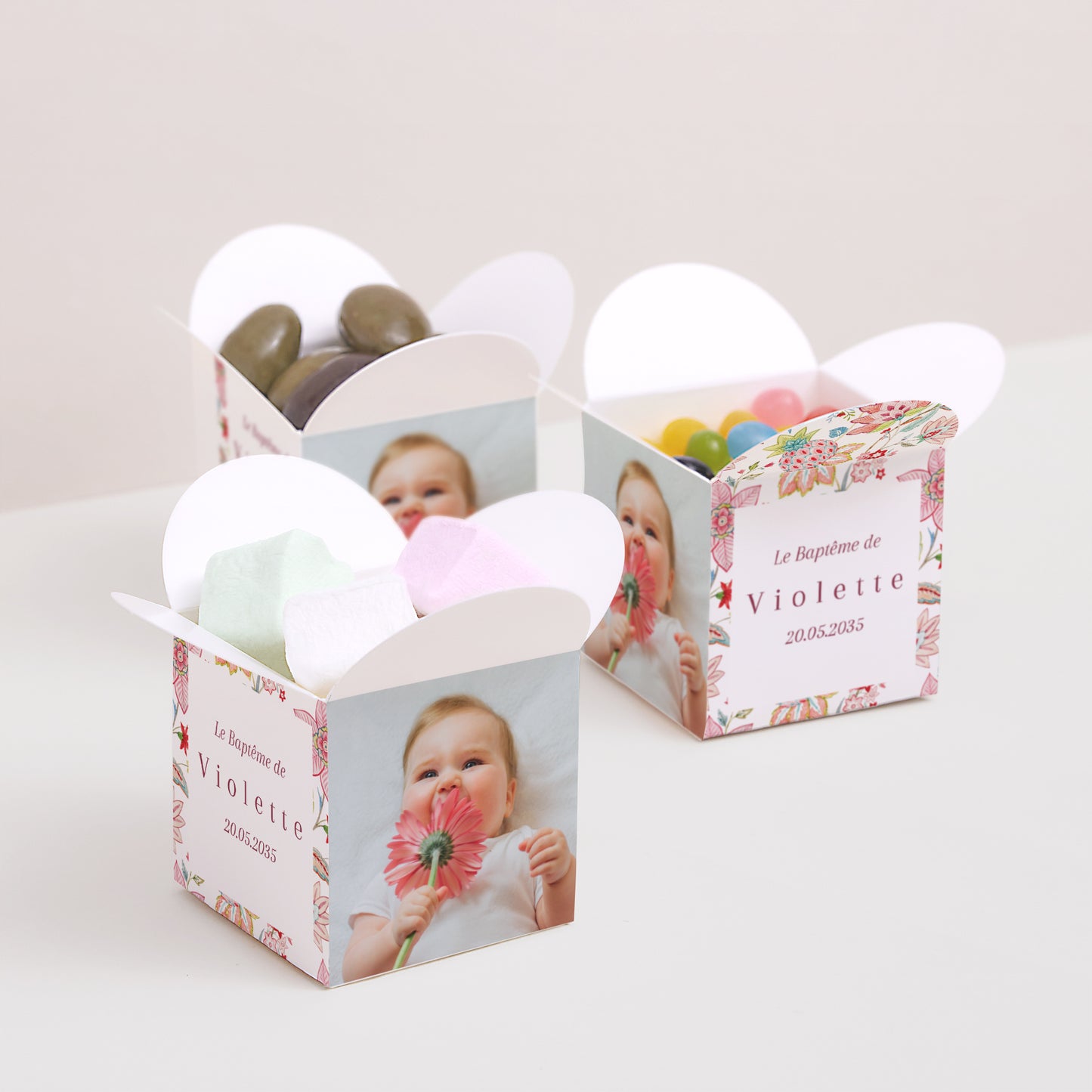 Boîte à dragées Baptême Ouverture papillon Kamae photo N° 3