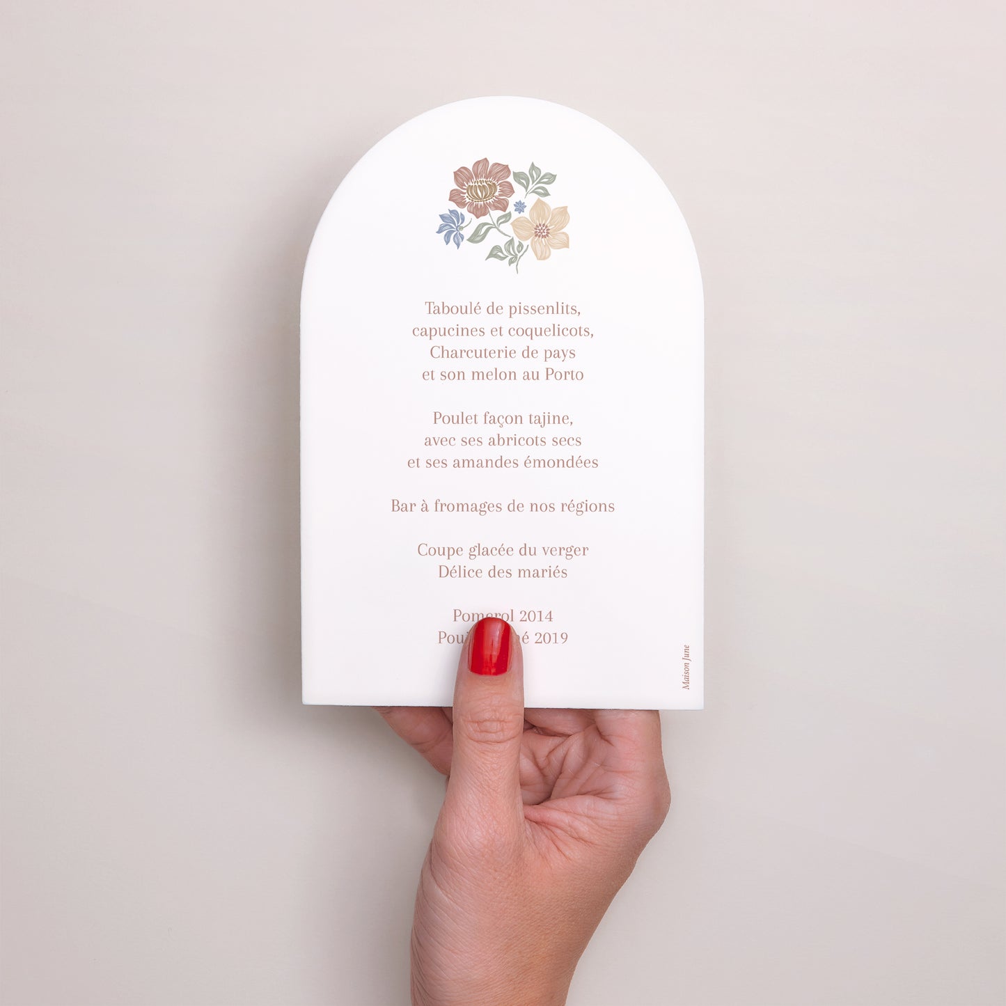 Menu Baptême Arche Fleurs crayonnées photo N° 3