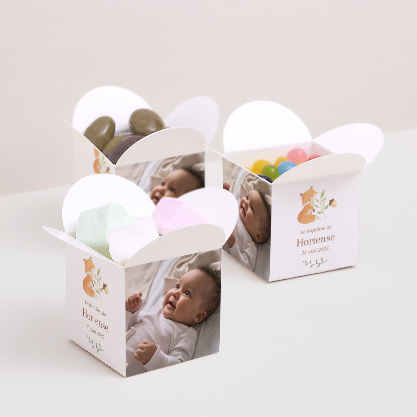 Boîte à dragées Baptême Ouverture papillon Les animaux de la forêt enchantée photo N° 3