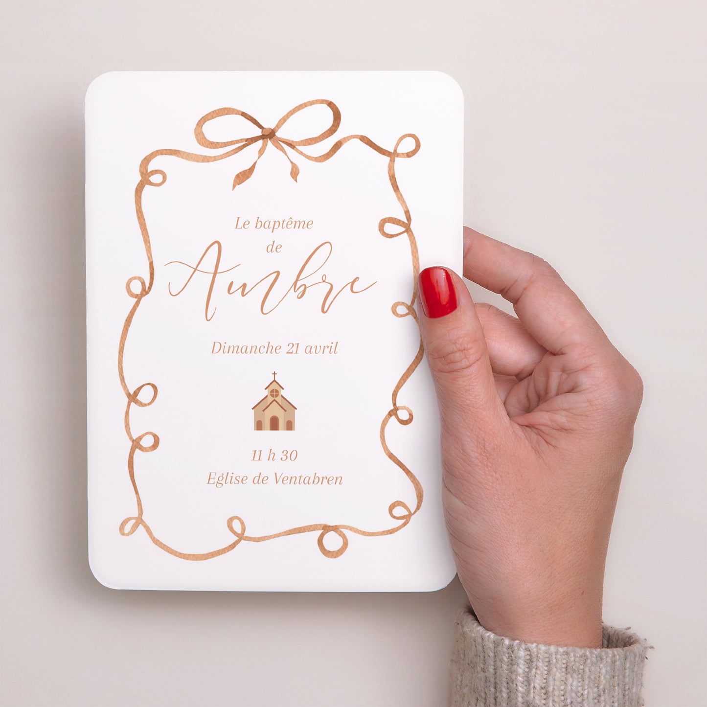 Faire-part Baptême Portrait, bords arrondis Joli cadeau photo N° 2