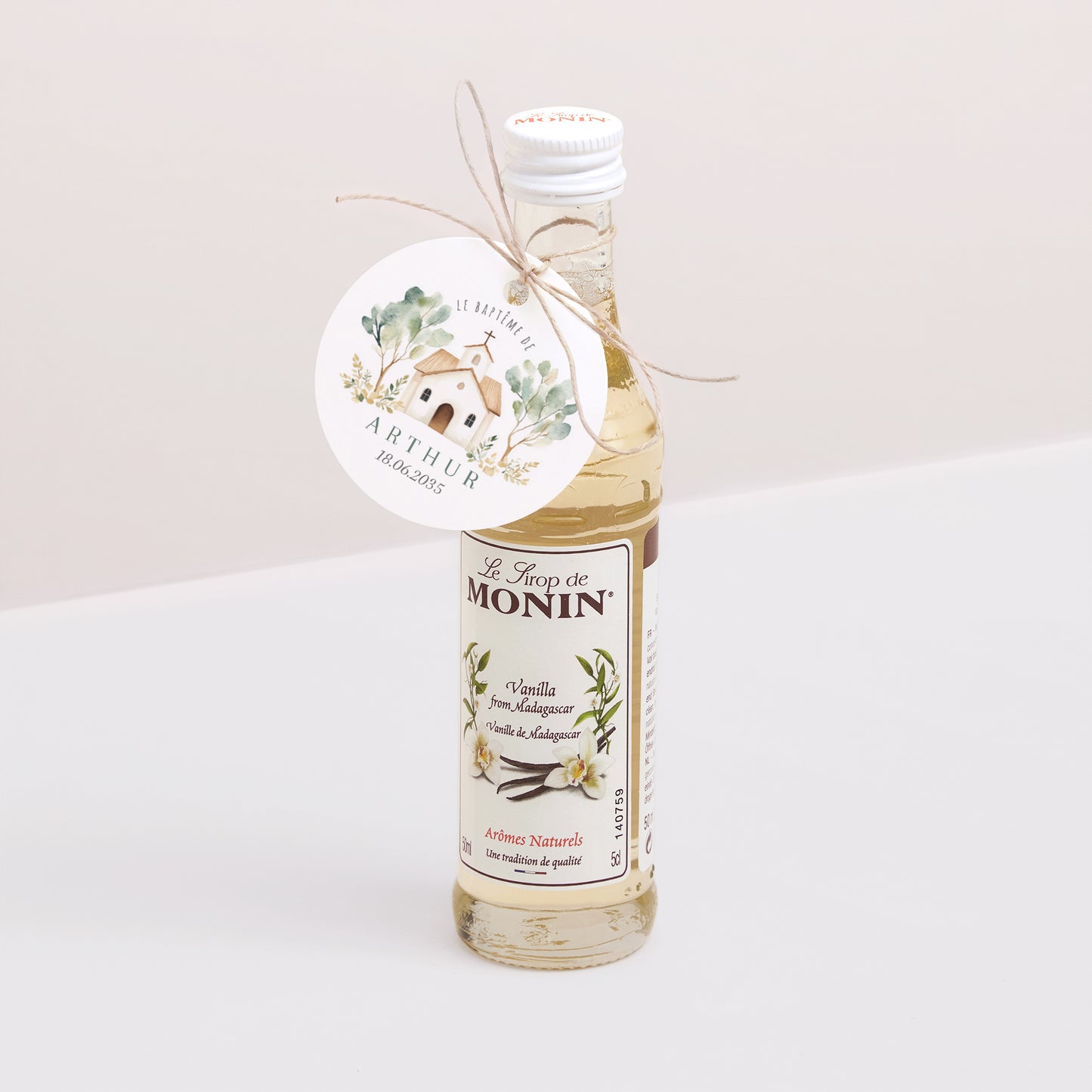 Etiquette perforée Baptême Ronde Jolie église photo N° 3