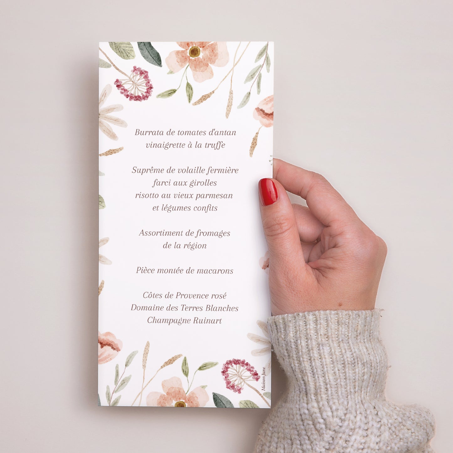 Menu Baptême Panoramique portrait Couronne de fleurs photo N° 3