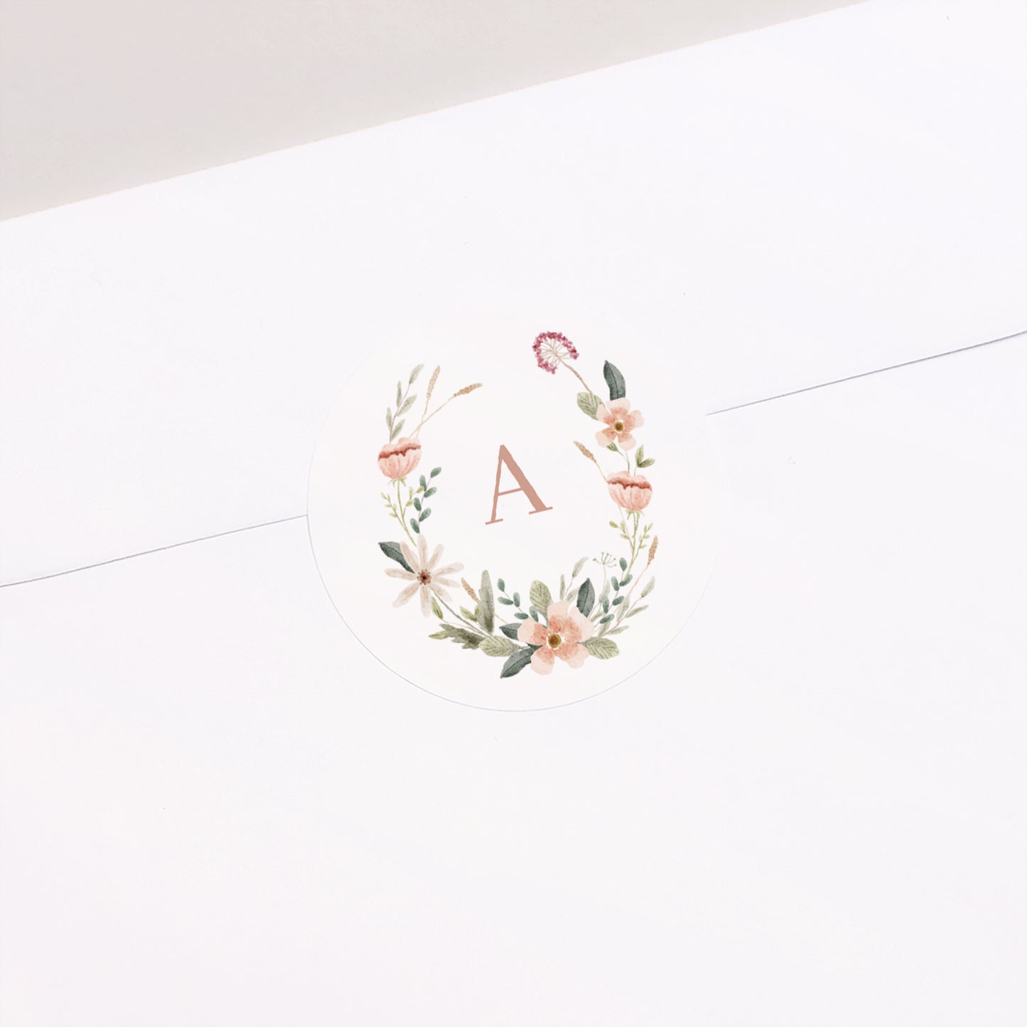 Sticker Baptême Rond Couronne de fleurs photo N° 1