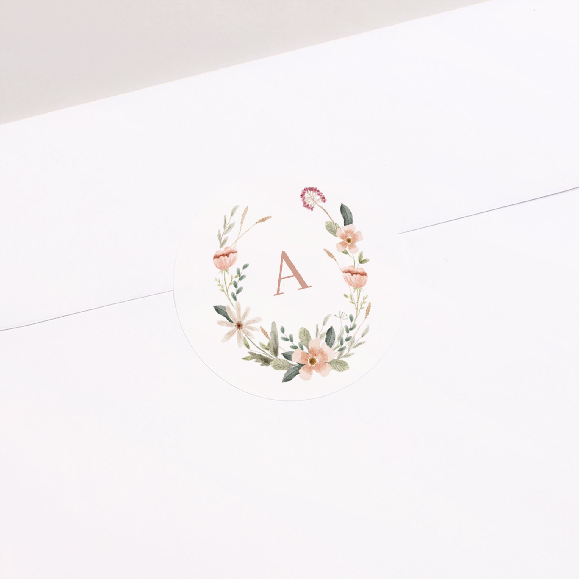 Sticker Baptême Rond Couronne de fleurs photo N° 1
