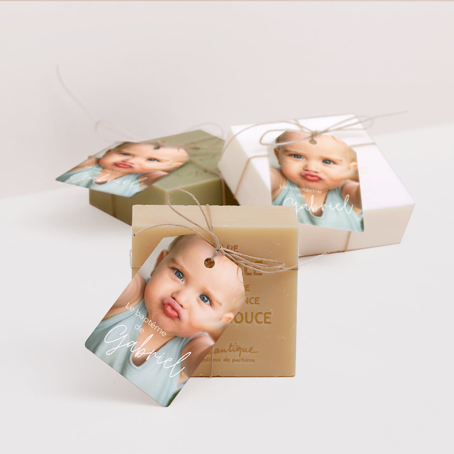 Etiquette perforée Baptême Fanion Single baby photo N° 2