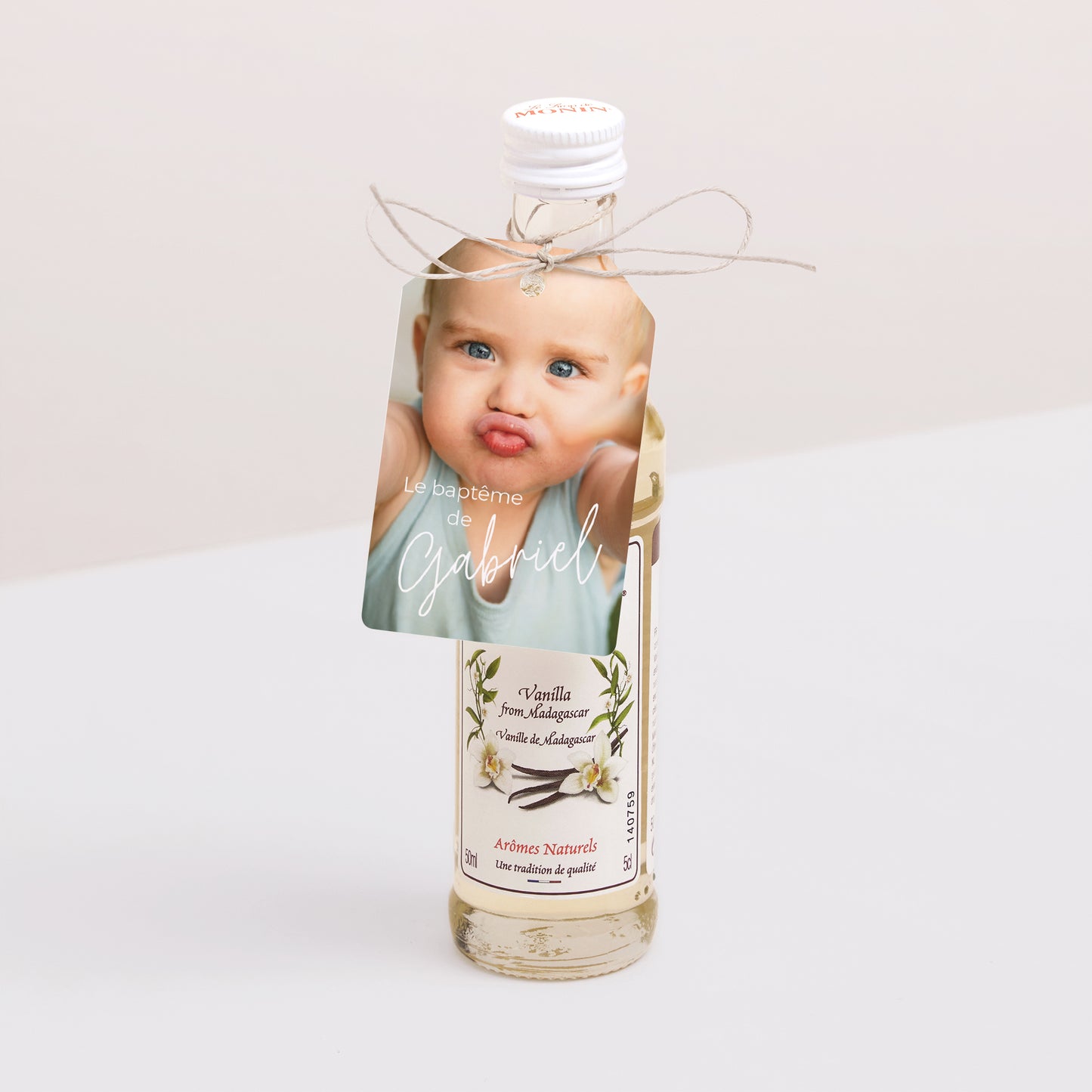 Etiquette perforée Baptême Fanion Single baby photo N° 3
