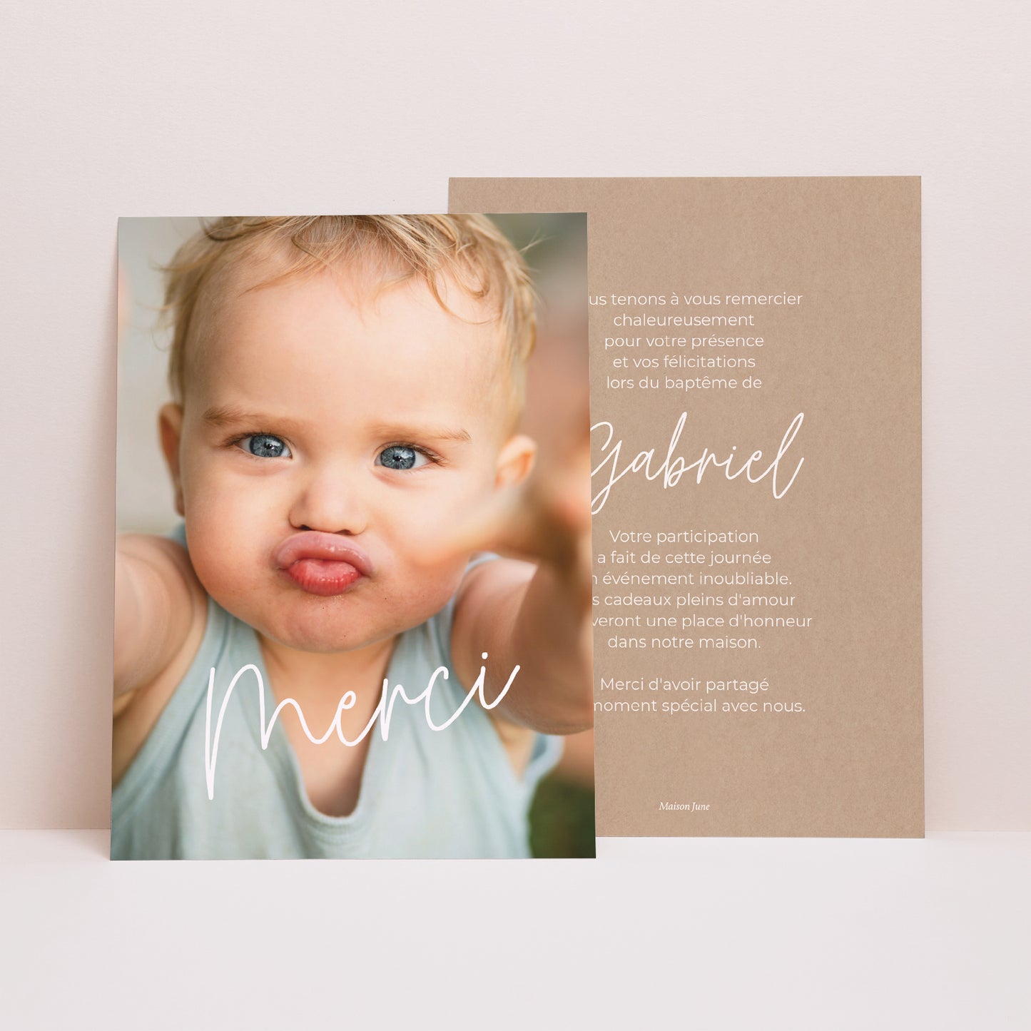 Remerciements Baptême Portrait Single baby photo N° 1