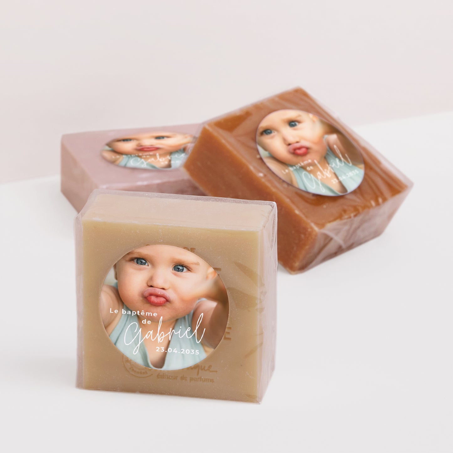 Sticker Baptême Rond Single baby photo N° 2