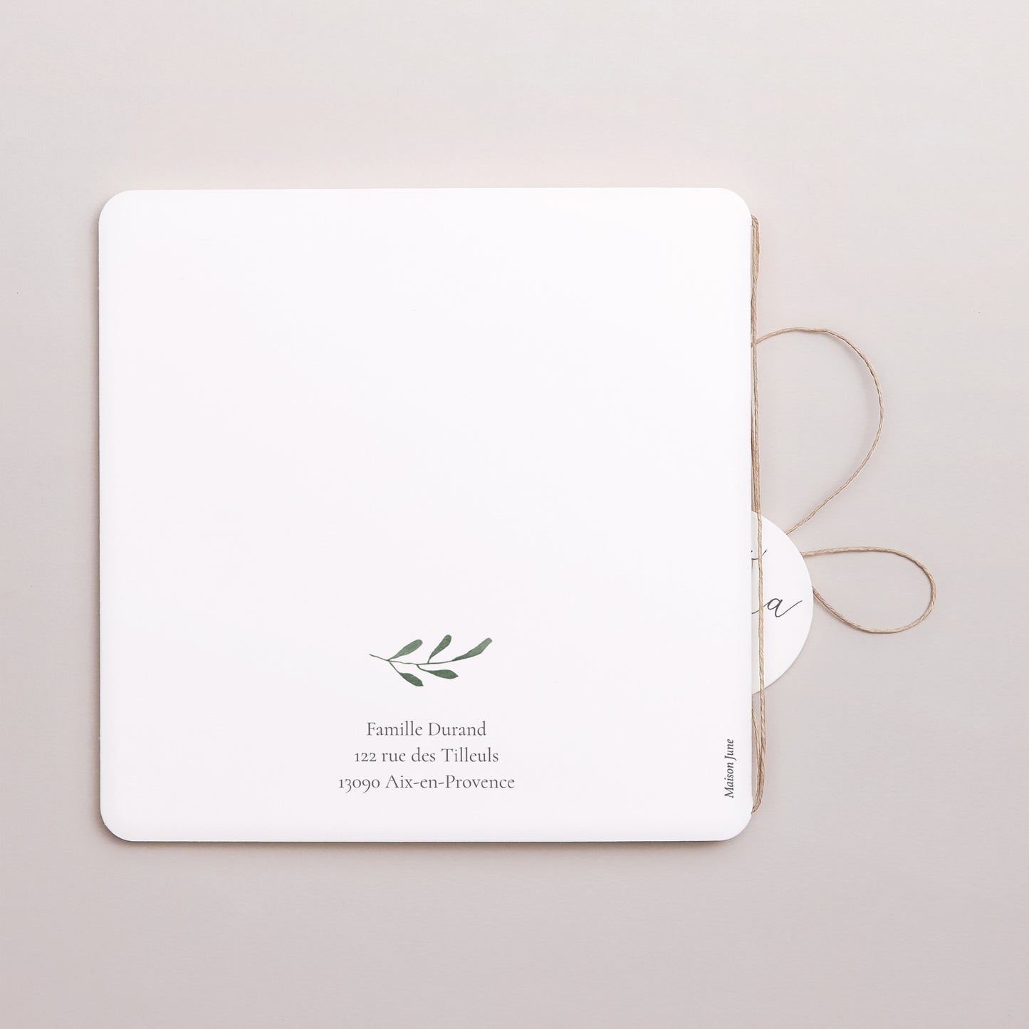 Faire-part Baptême Carré double volet, coins arrondis, étiquette ronde L'envolée - fille II photo N° 3