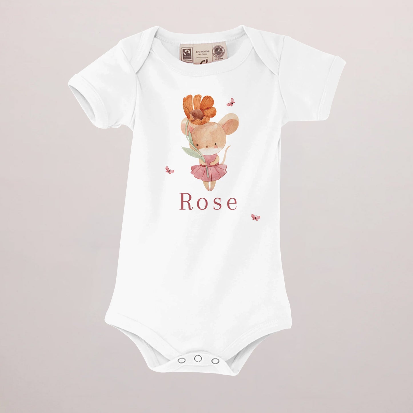 Body personnalisé Naissance blanc recto Lilli la souris photo N° 1