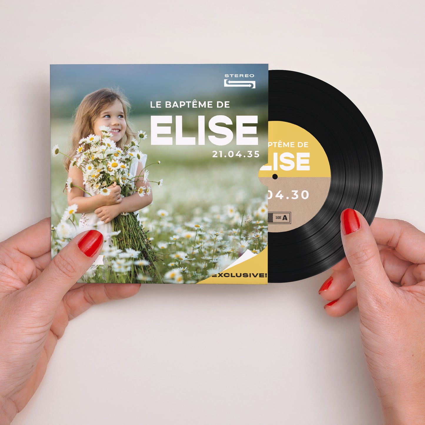 Faire-part Baptême Pochette disque Vinyl de l'espoir photo N° 2