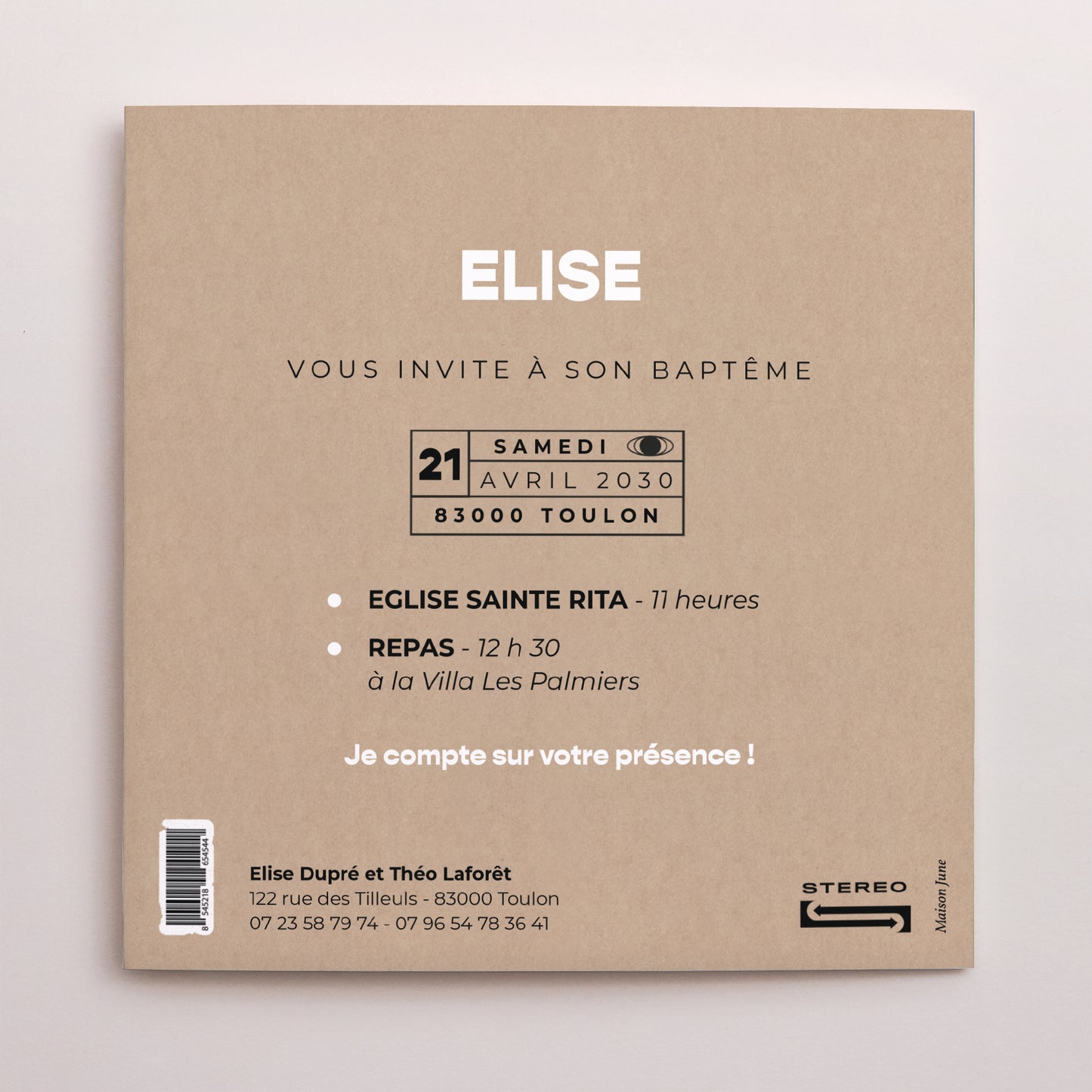 Faire-part Baptême Pochette disque Vinyl de l'espoir photo N° 3